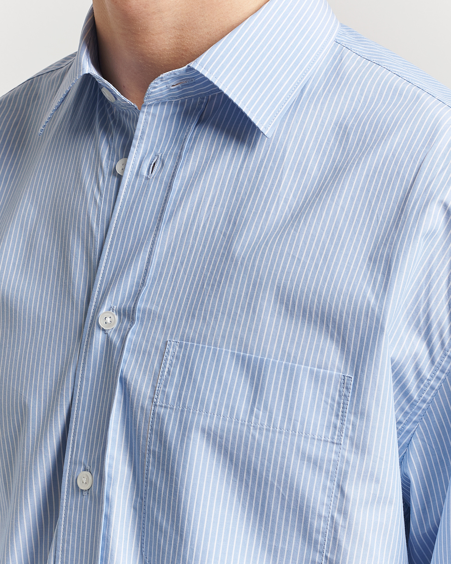 Herr | Skjortor | Filippa K | Striped Cotton Poplin Shirt Light Blue/White