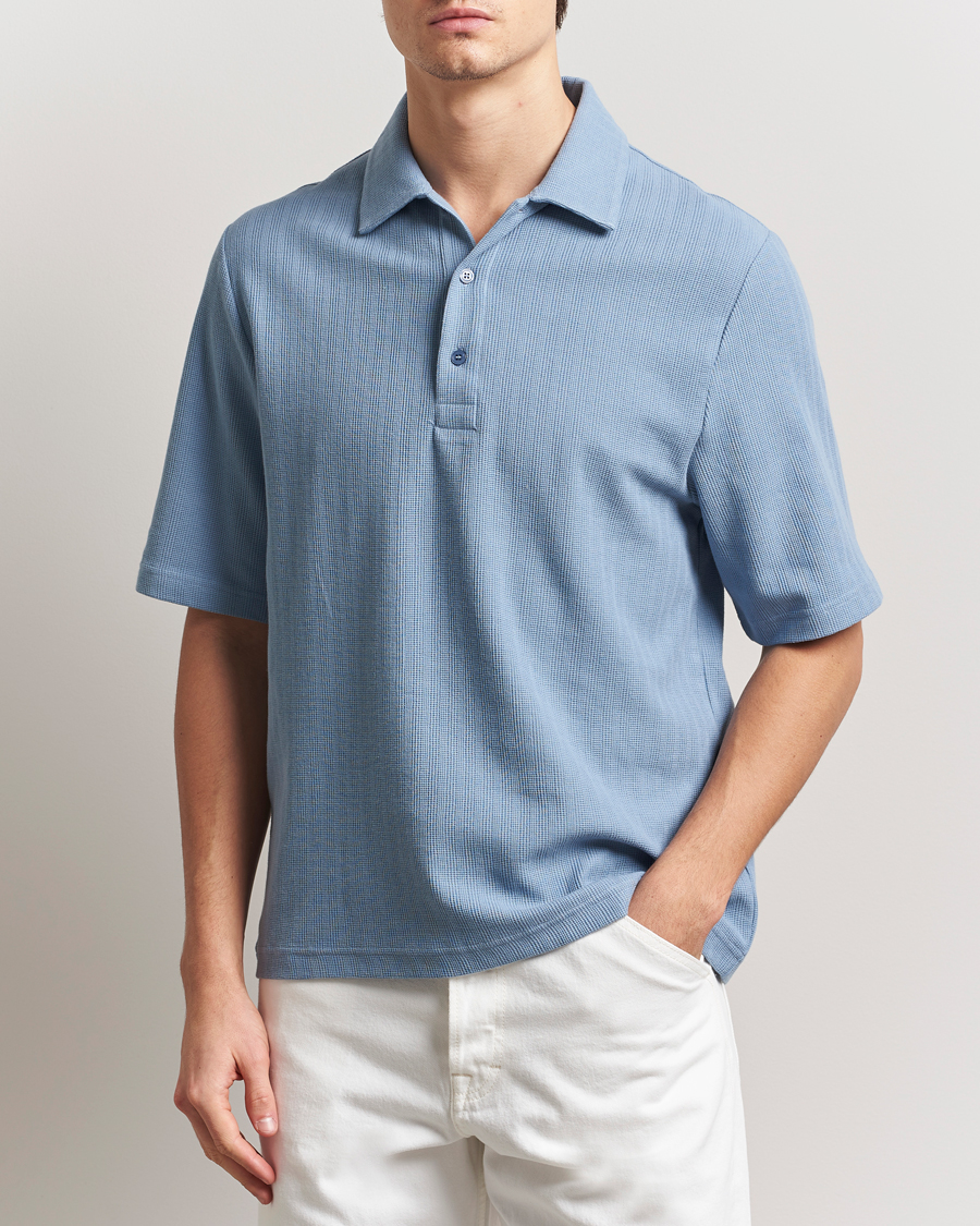 Herr | Pikéer | Filippa K | Cotton Jersey Polo Air Blue