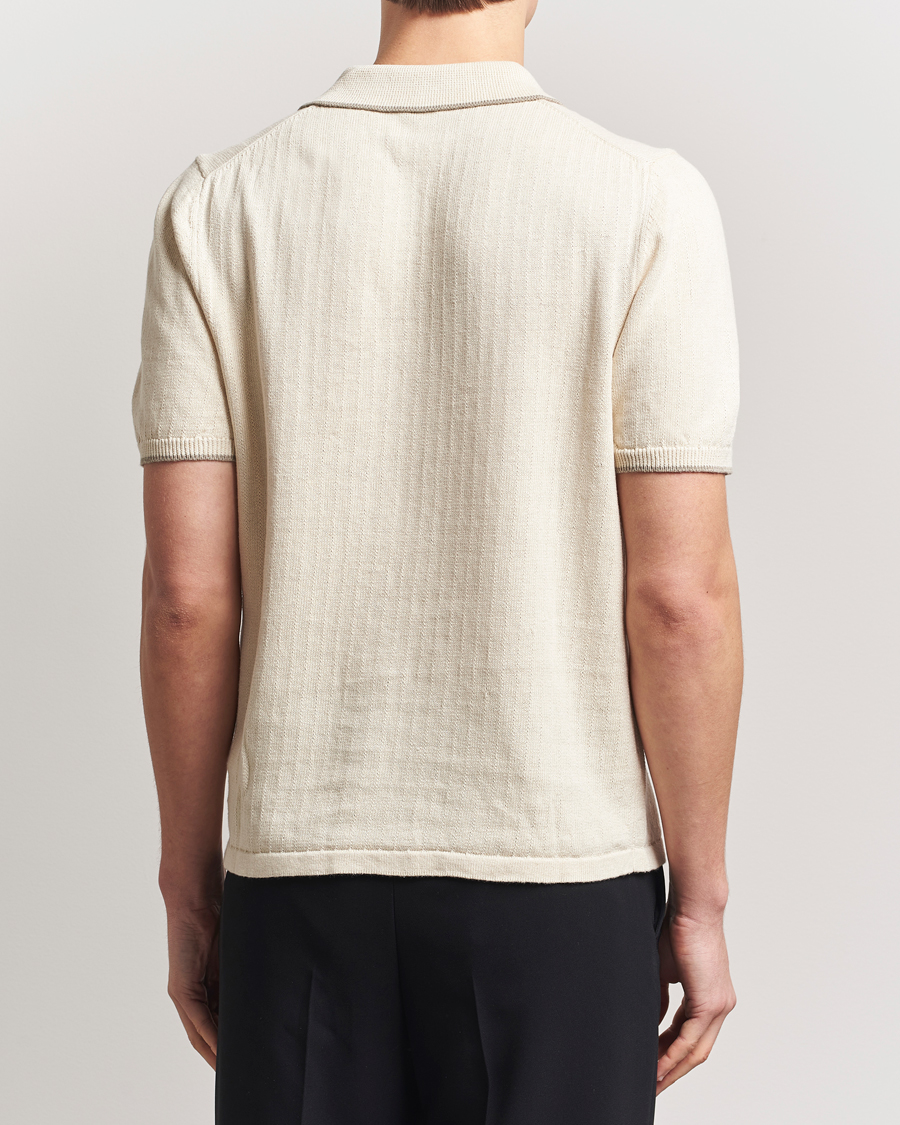 Herr | Pikéer | Filippa K | Linen Cotton Knitted Polo Cream White