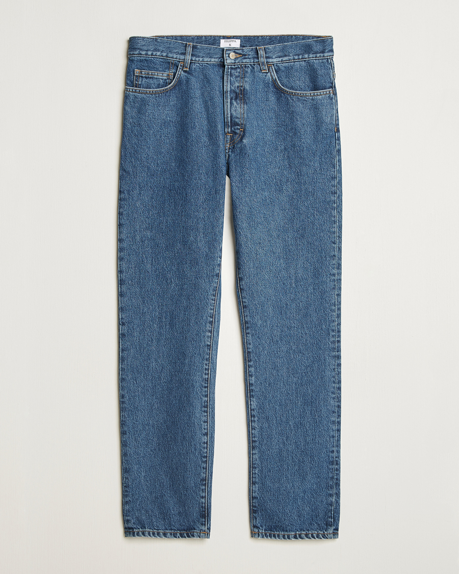 Herr | Jeans | Filippa K | Tapered Cropped Jeans Washed Mid Blue