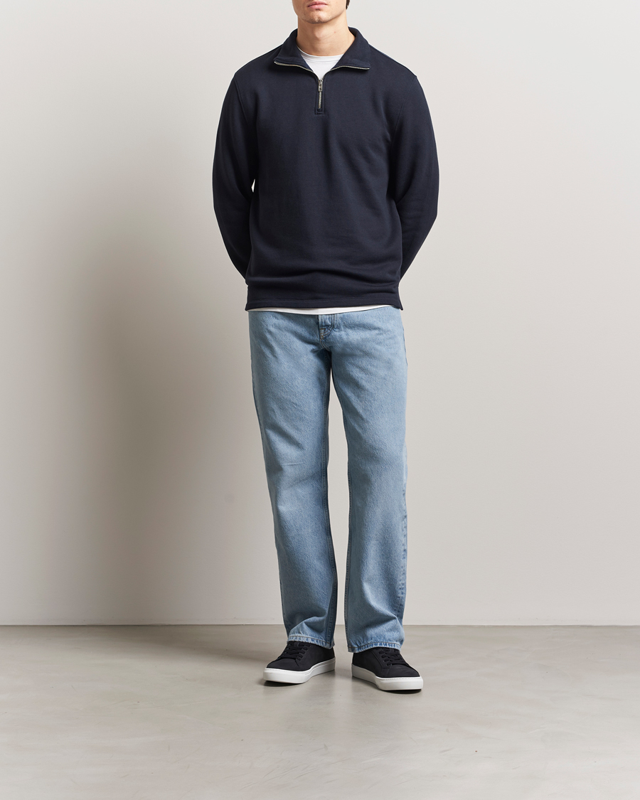 Herr | Tröjor | Filippa K | Half Zip Sweatshirt Navy