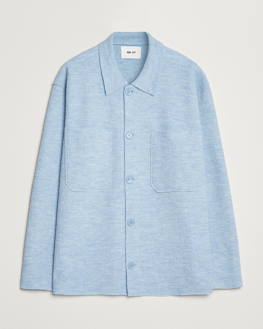 Herr | Tröjor | NN07 | Jonas Boiled Wool Cardigan Powder Blue