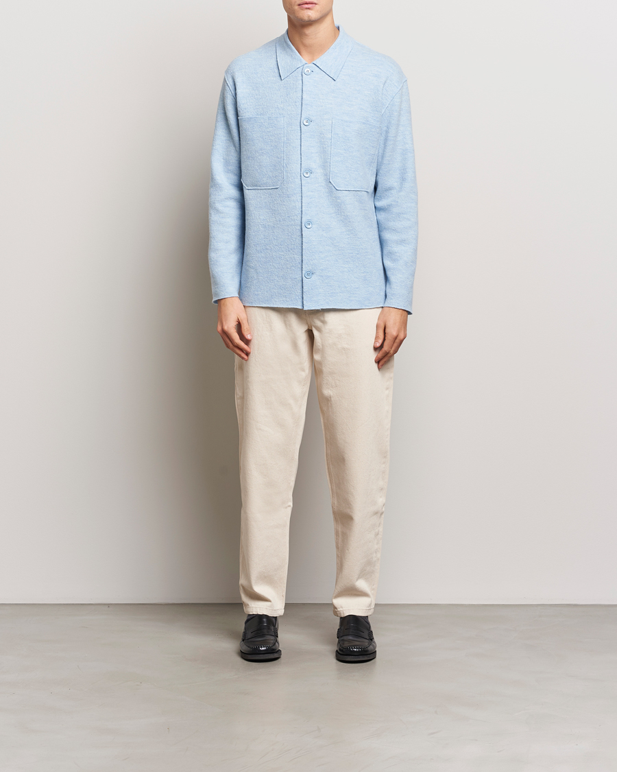 Herr | Tröjor | NN07 | Jonas Boiled Wool Cardigan Powder Blue