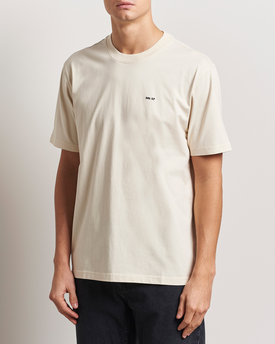 Herr | T-Shirts | NN07 | Adam Logo Crew Neck T-Shirt Ivory