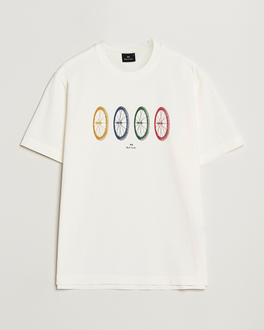 Herr | T-Shirts | PS Paul Smith | Bike Tyres Crew Neck T-Shirt White