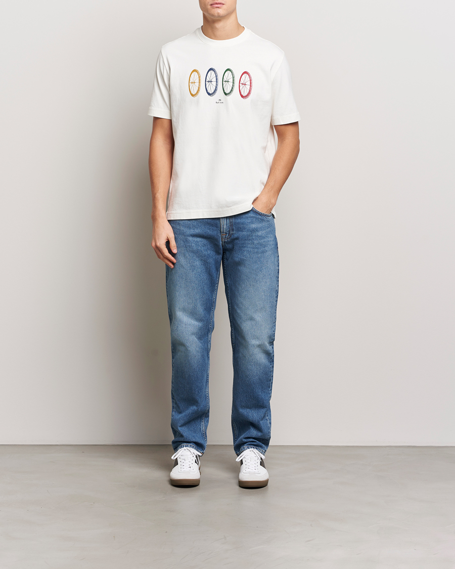 Herr | T-Shirts | PS Paul Smith | Bike Tyres Crew Neck T-Shirt White