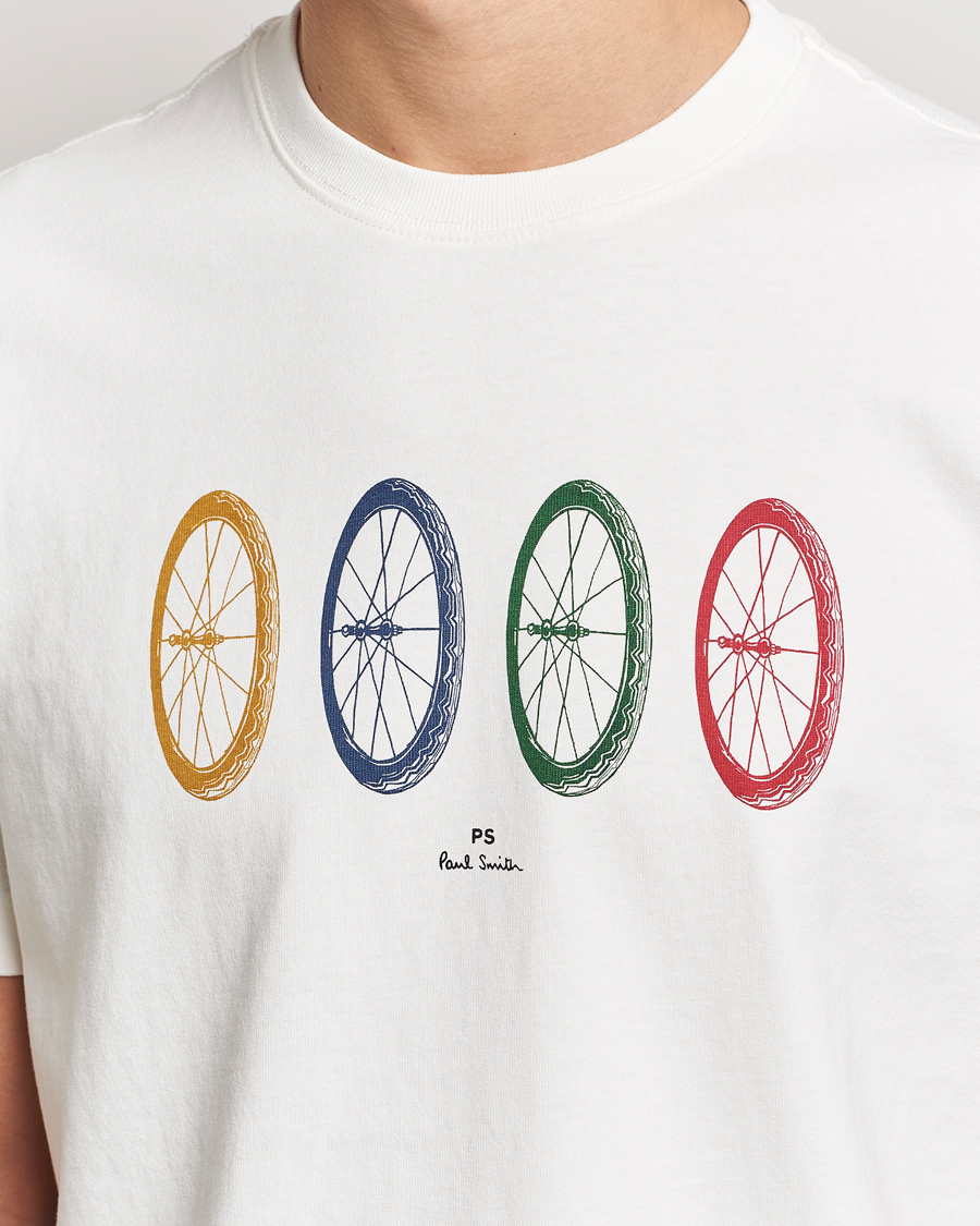 Herr | T-Shirts | PS Paul Smith | Bike Tyres Crew Neck T-Shirt White