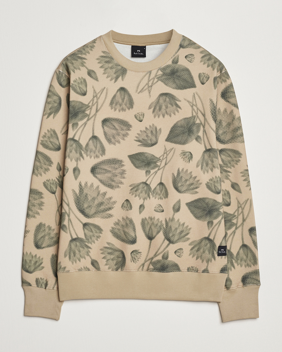 Herr | Tröjor | PS Paul Smith | Flower Printed Crew Neck Sweatshirt Light Brown