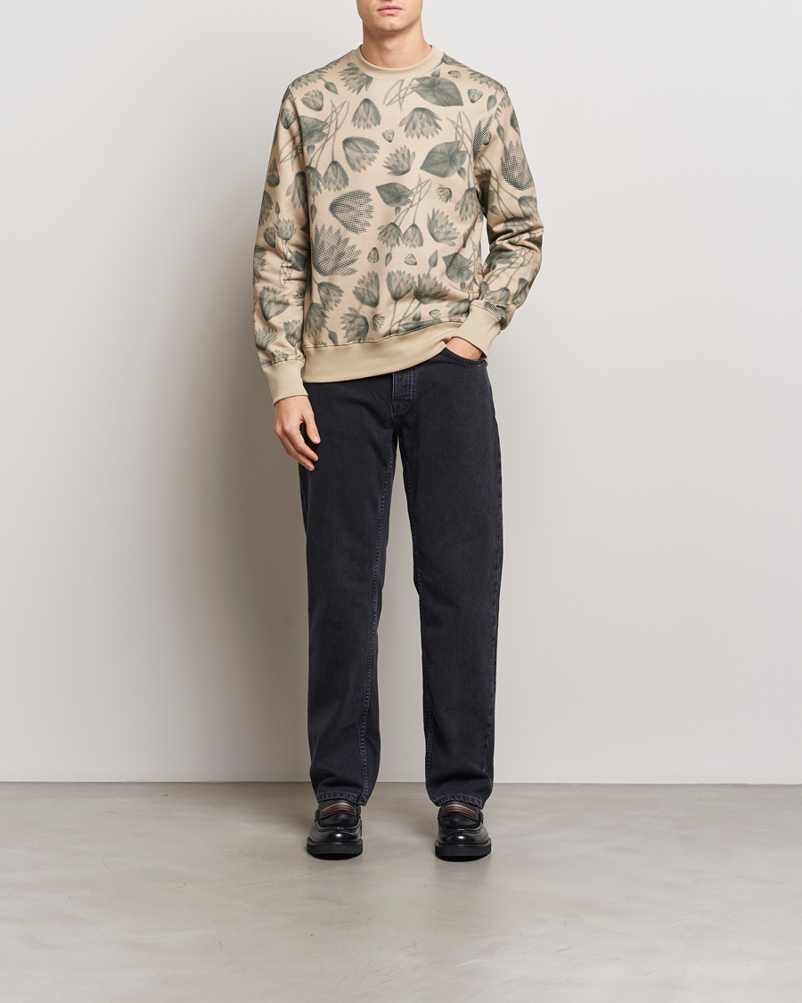 Herr | Tröjor | PS Paul Smith | Flower Printed Crew Neck Sweatshirt Light Brown
