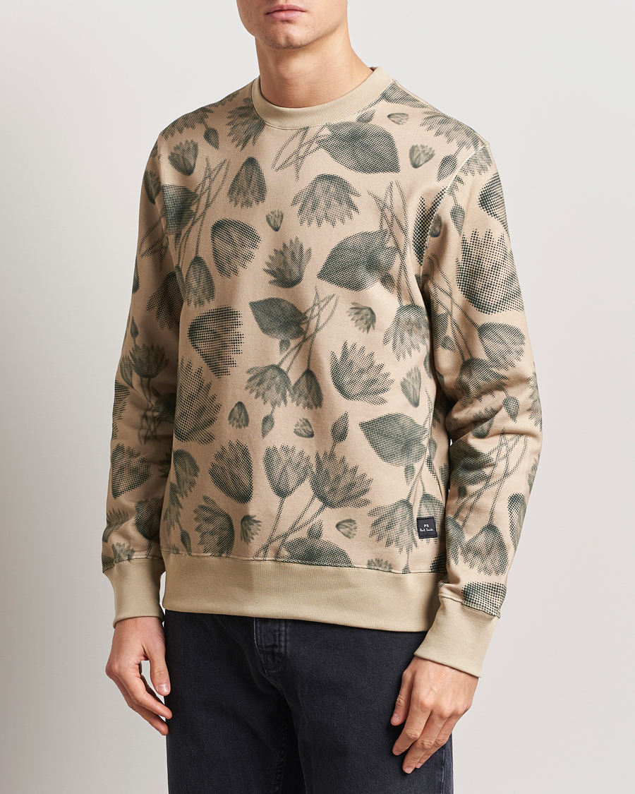 Herr | Tröjor | PS Paul Smith | Flower Printed Crew Neck Sweatshirt Light Brown