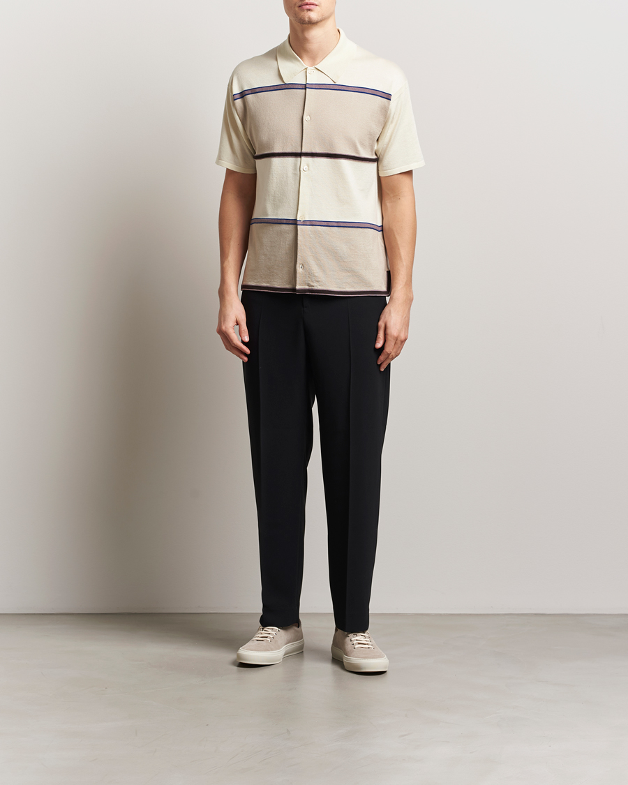 Herr | Skjortor | Paul Smith | Cotton Striped Knitted Short Sleeve Shirt White