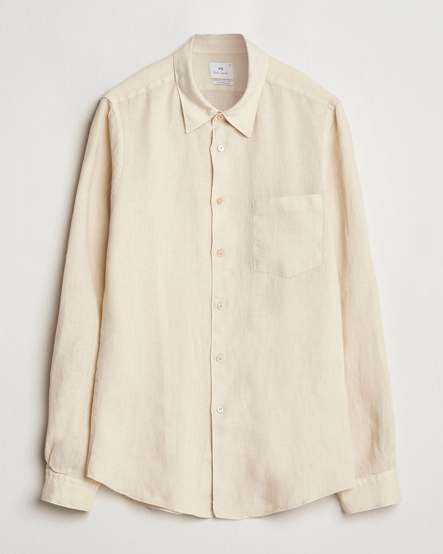 Herr | Skjortor | PS Paul Smith | Tailored Fit Linen Shirt Beige
