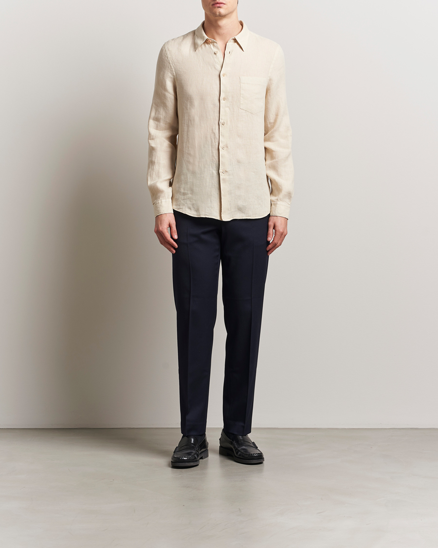 Herr | Skjortor | PS Paul Smith | Tailored Fit Linen Shirt Beige
