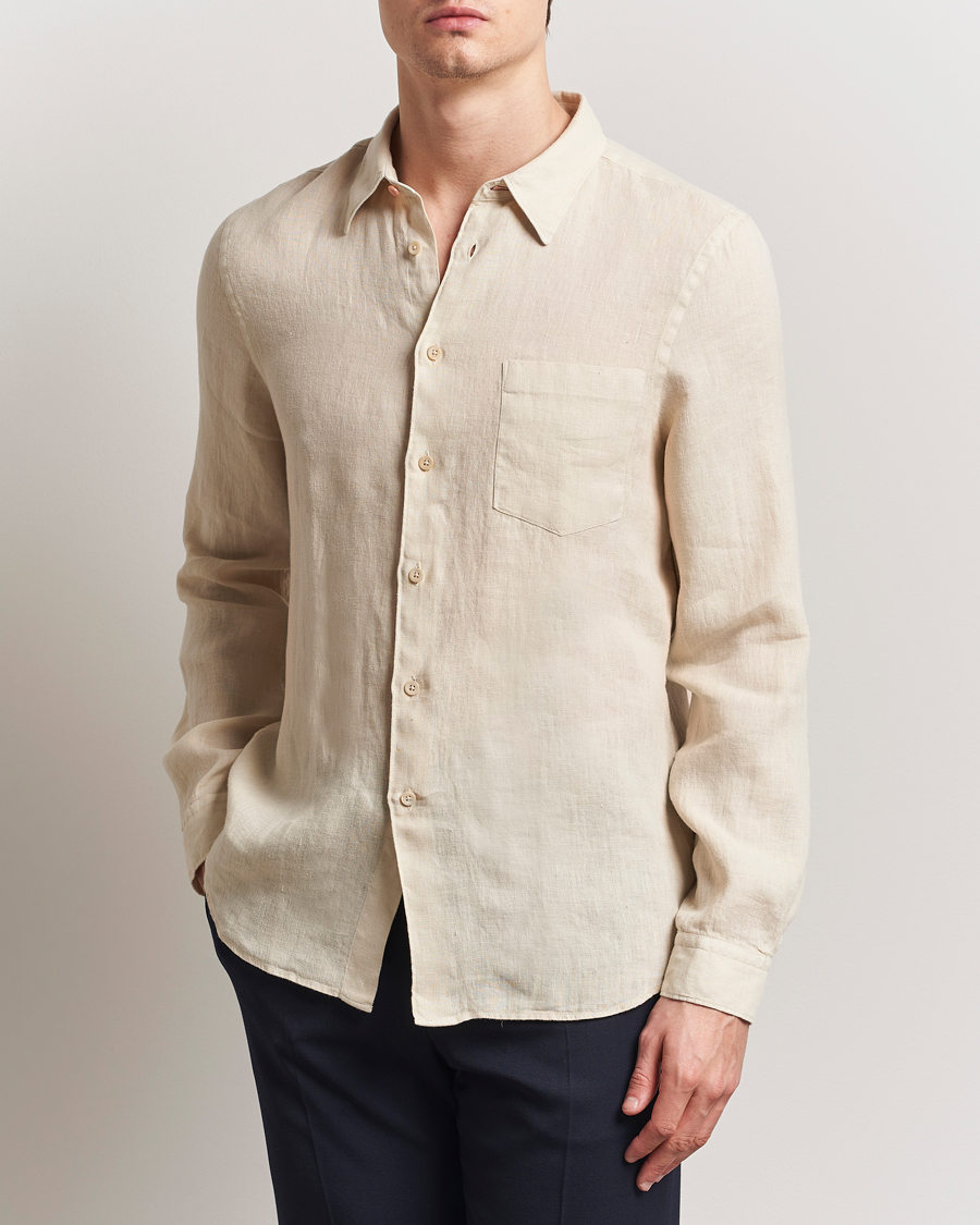 Herr | Skjortor | PS Paul Smith | Tailored Fit Linen Shirt Beige