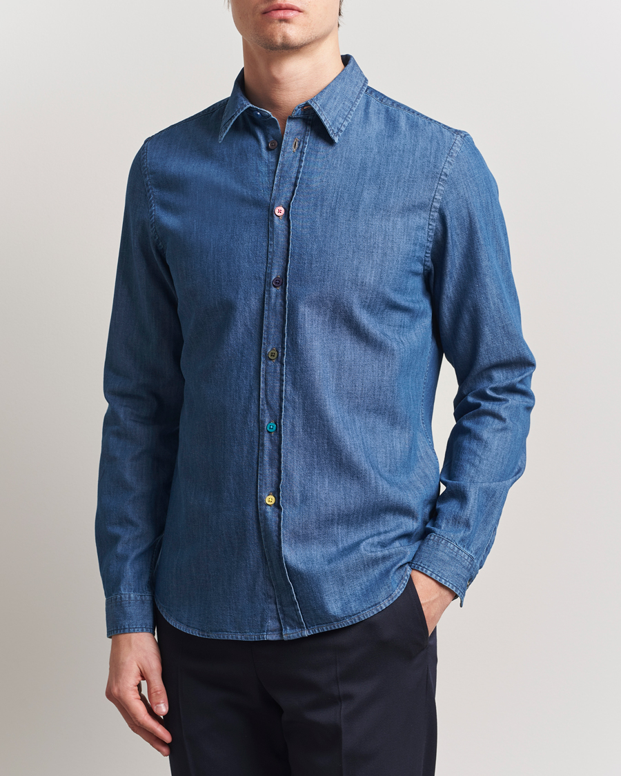 Herr | Skjortor | PS Paul Smith | Tailored Fit Denim Shirt Blue