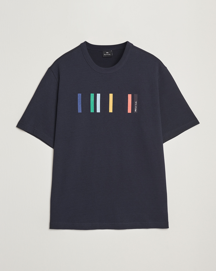 Herr | T-Shirts | PS Paul Smith | Stripe Printed T-Shirt Navy