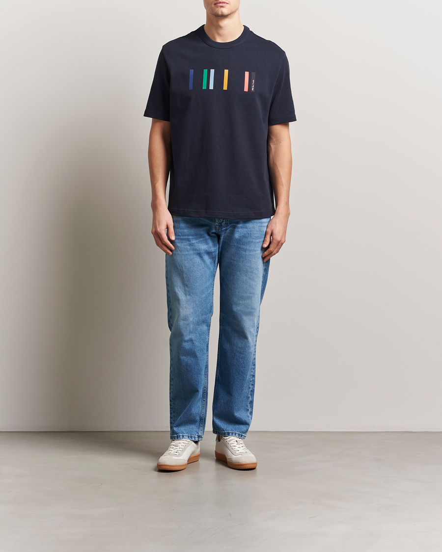 Herr | T-Shirts | PS Paul Smith | Stripe Printed T-Shirt Navy