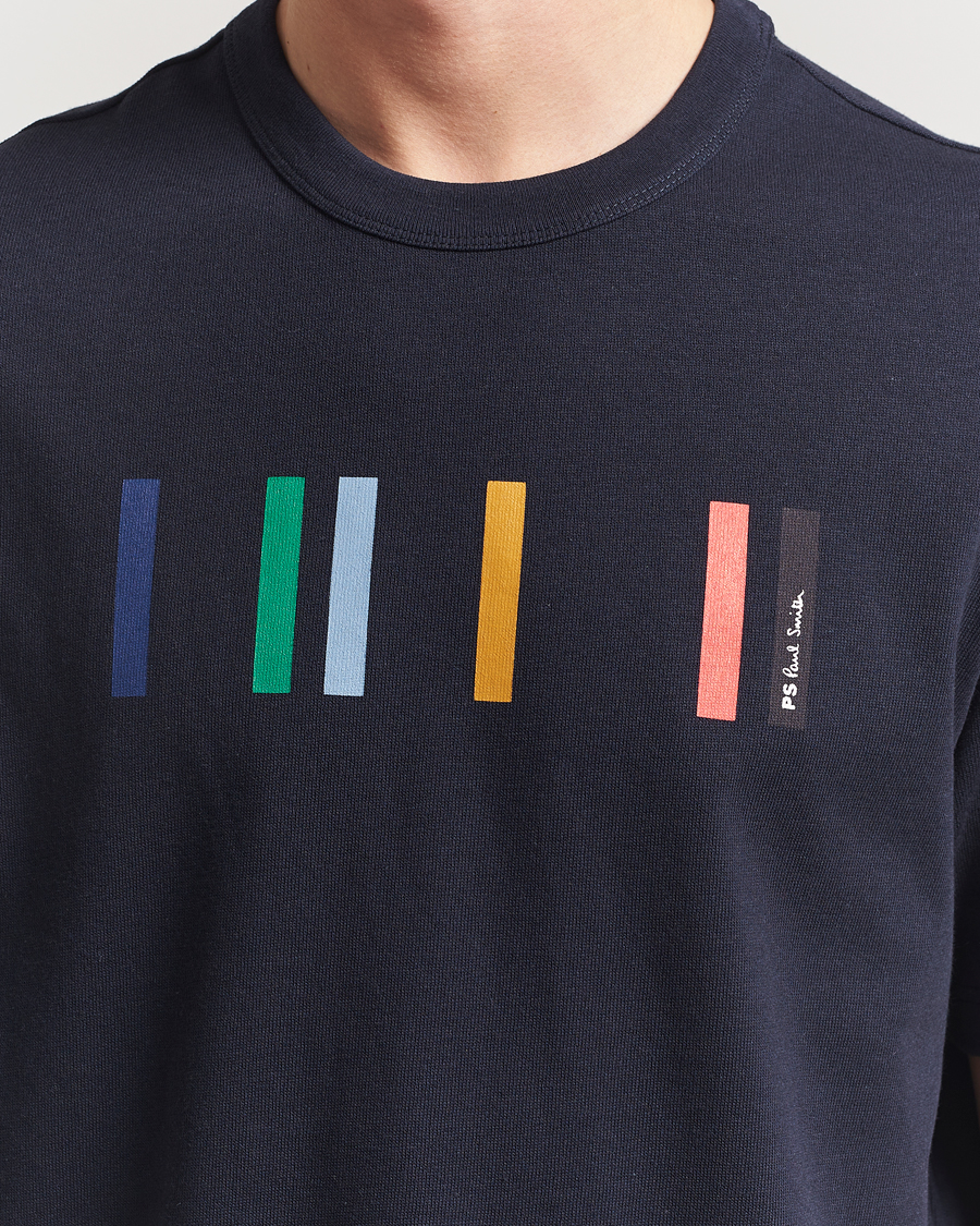 Herr | T-Shirts | PS Paul Smith | Stripe Printed T-Shirt Navy