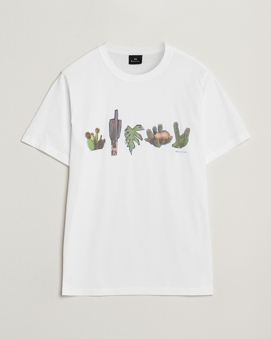 Herr | T-Shirts | PS Paul Smith | Cactus Line Up Printed T-Shirt White