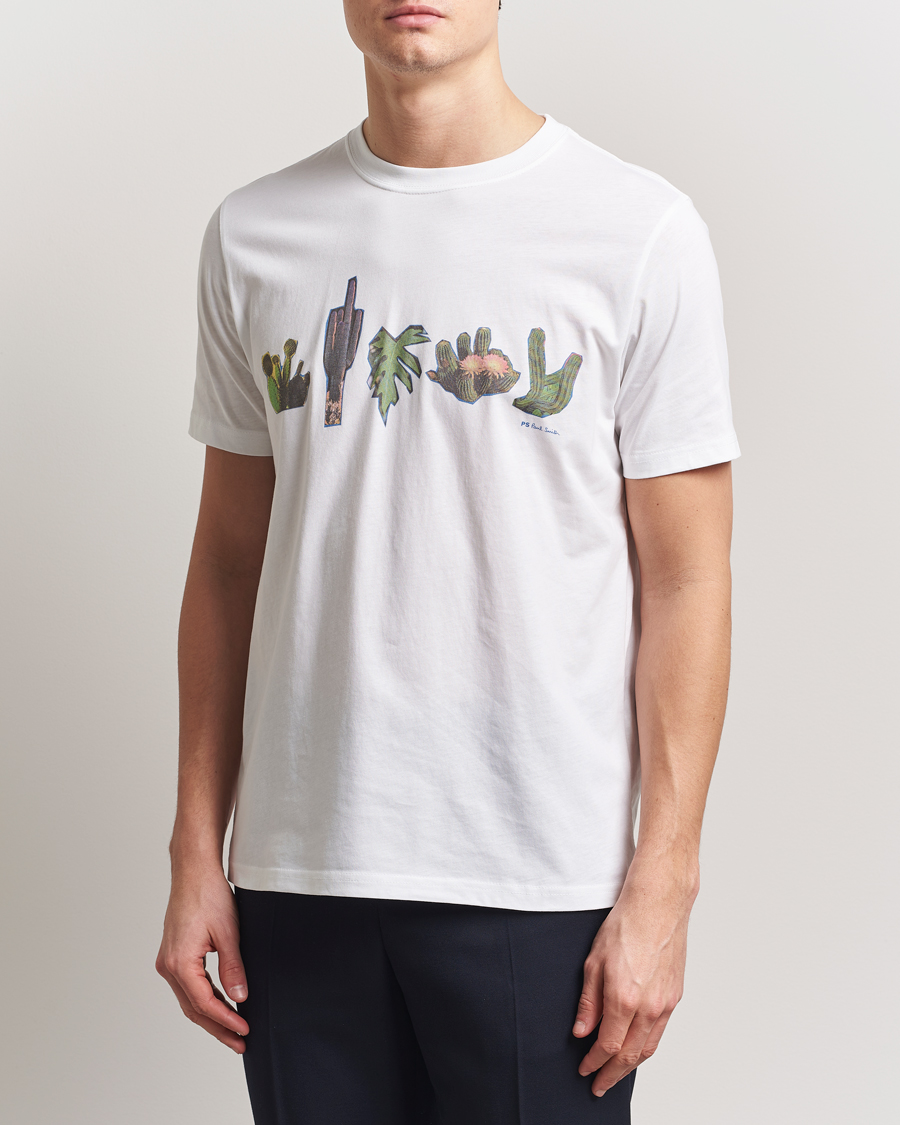 Herr | T-Shirts | PS Paul Smith | Cactus Line Up Printed T-Shirt White