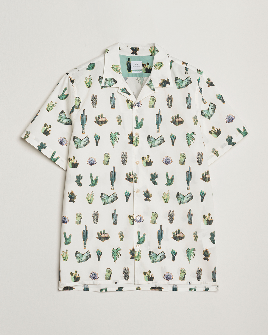 Herr | Skjortor | PS Paul Smith | Cactus Line Up Short Sleeve Shirt White