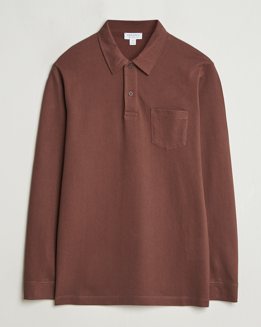 Herr | Pikéer | Sunspel | Long Sleeve Riviera Polo Shirt Cocoa Brown