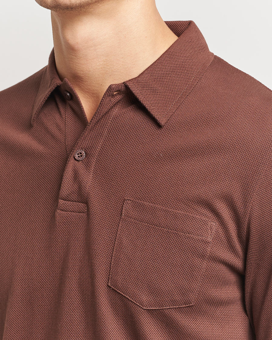 Herr | Pikéer | Sunspel | Long Sleeve Riviera Polo Shirt Cocoa Brown