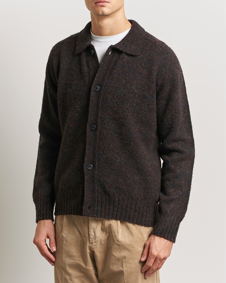 Herr | Tröjor | Sunspel | Brushed Shetland Knitted Shirt Midnight Melange