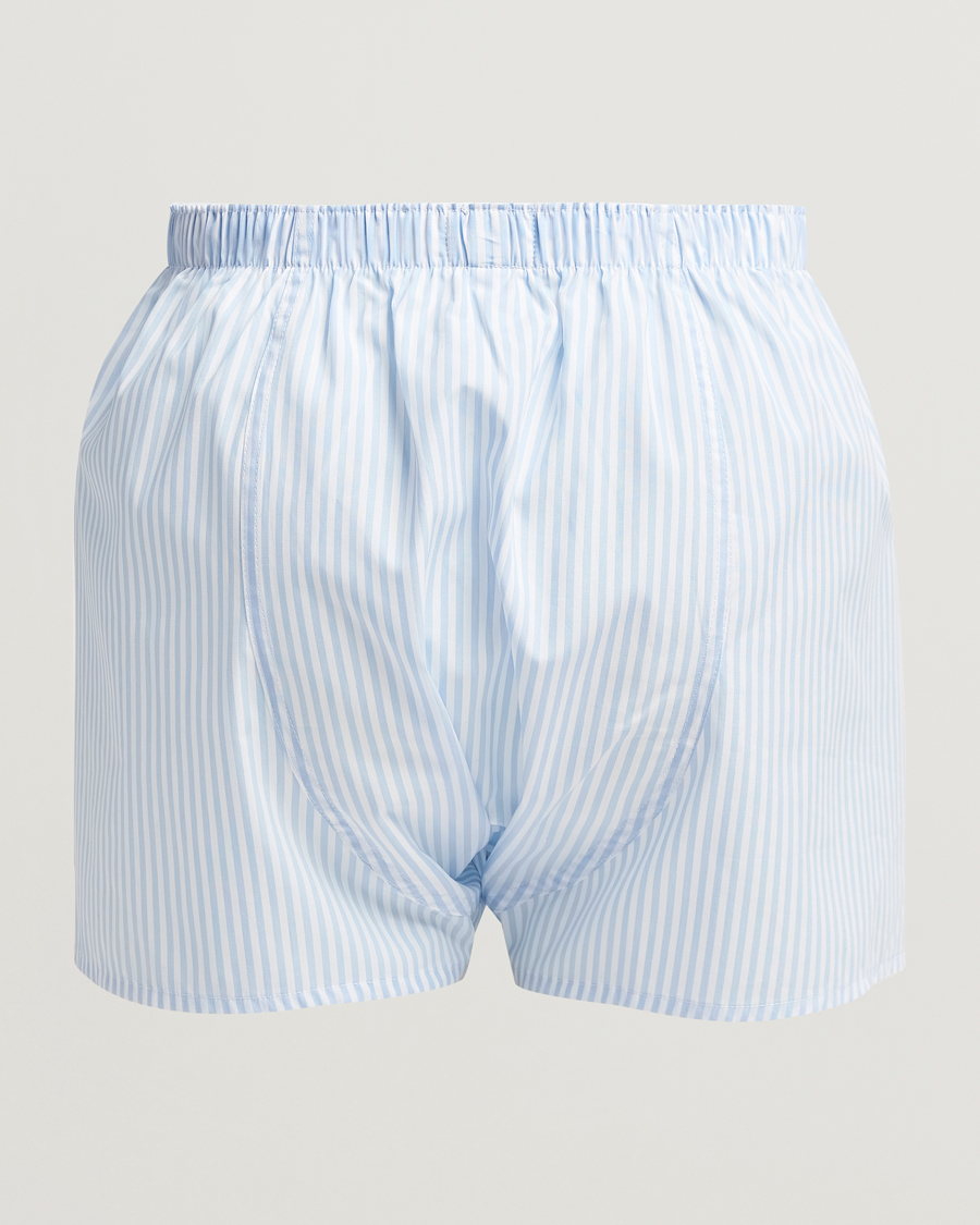 Herr | Underkläder | Sunspel | Classic Woven Cotton Boxer Shorts Light Blue