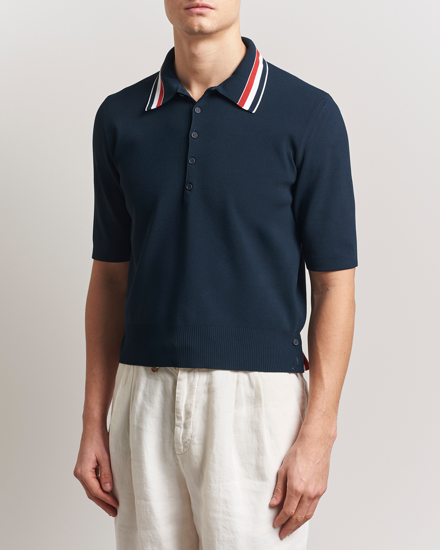 Herr | Pikéer | Thom Browne | Needle Stitch Tennis Polo Navy