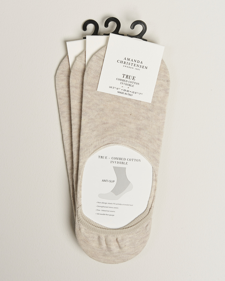 Herr | Underkläder | Amanda Christensen | 3-Pack True Cotton Invisible Socks Sand Melange