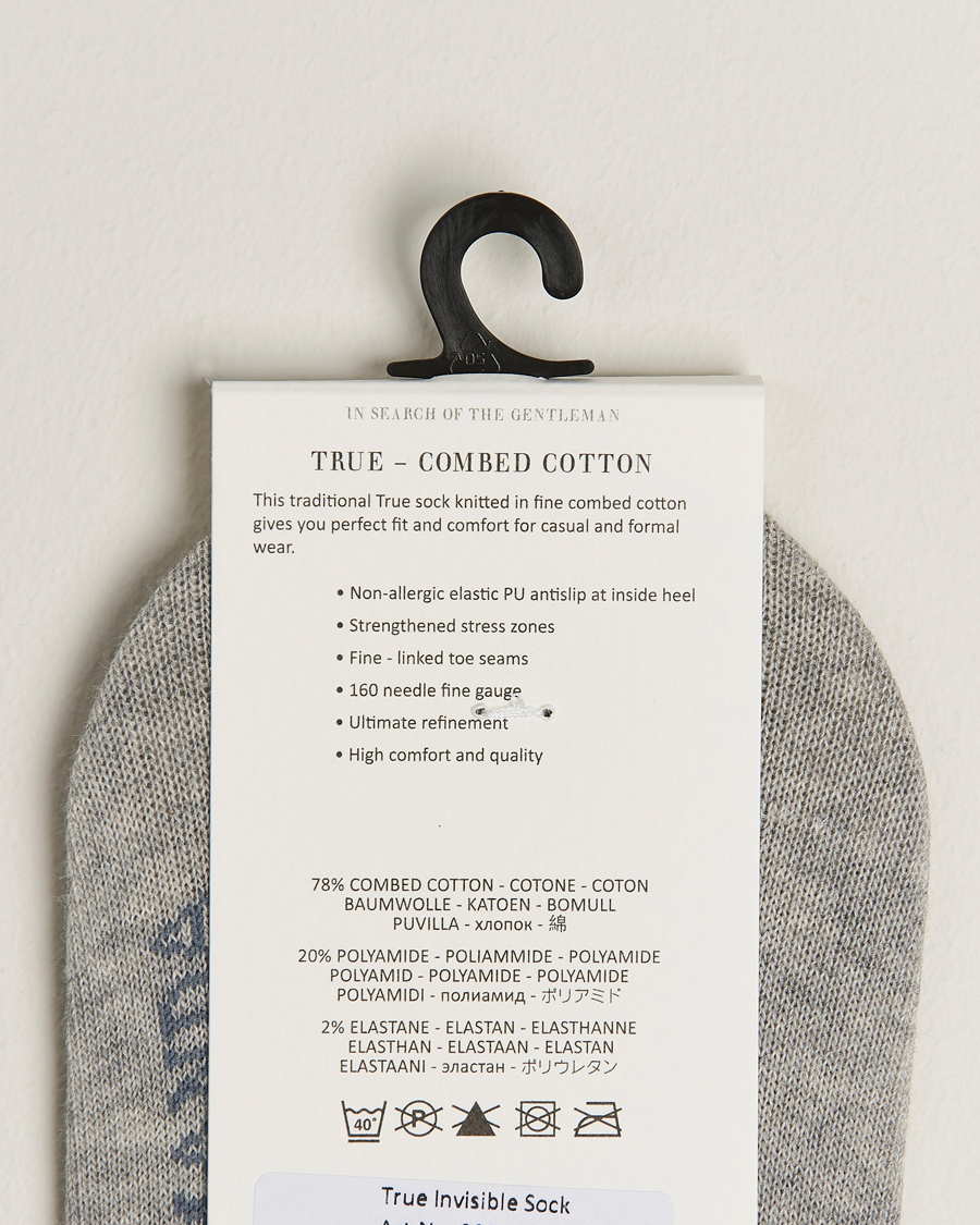 Herr | Underkläder | Amanda Christensen | 3-Pack True Cotton Invisible Socks Light Grey Melange