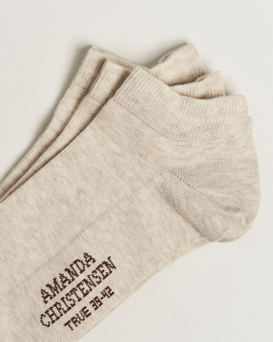 Herr | Underkläder | Amanda Christensen | 3-Pack True Cotton Sneaker Socks Sand Melange
