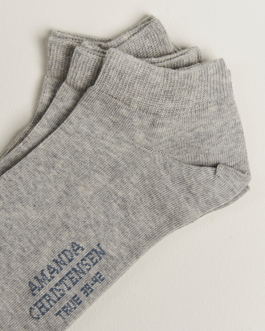 Herr | Underkläder | Amanda Christensen | 3-Pack True Cotton Sneaker Socks Light Grey Melange