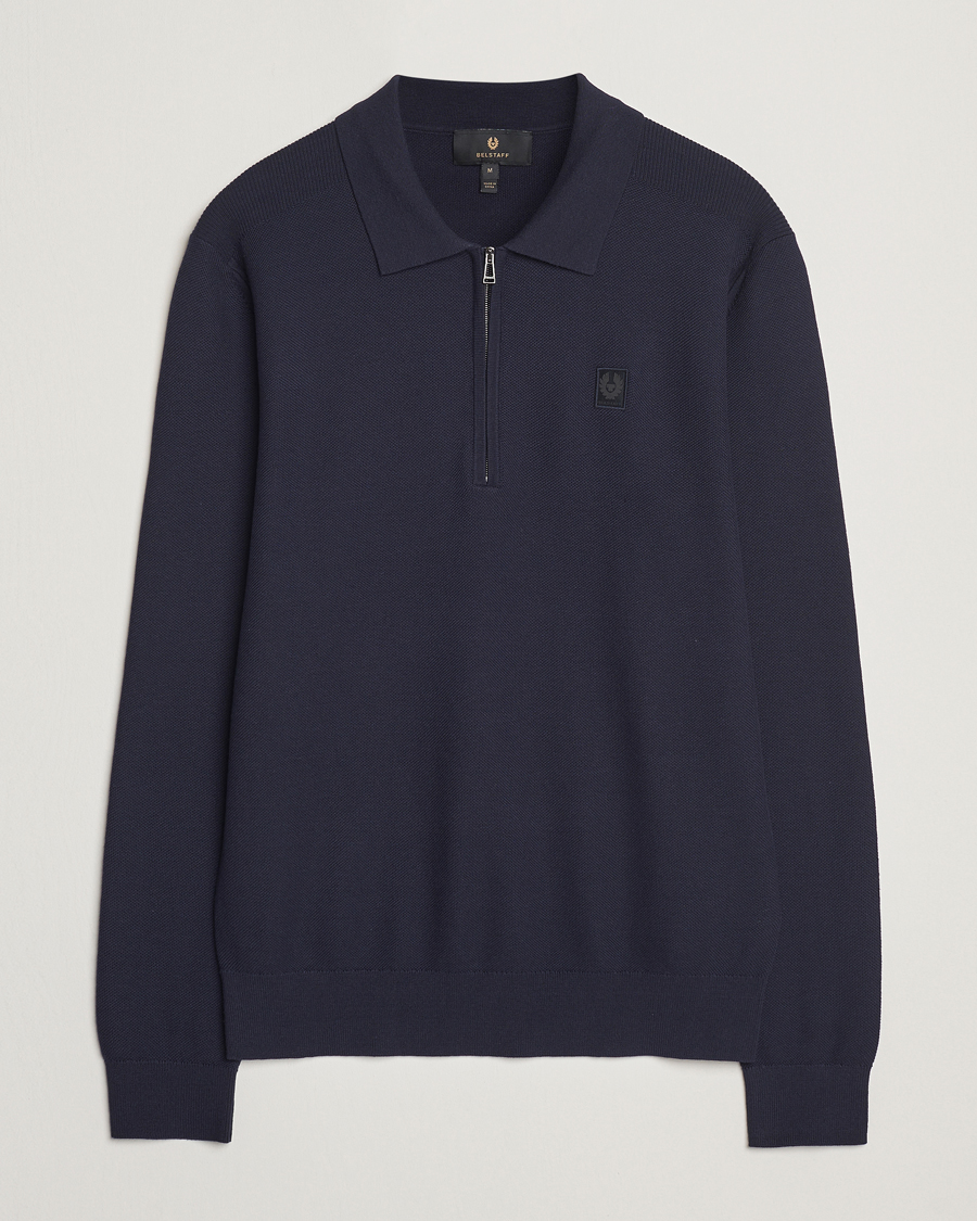 Herr | Tröjor | Belstaff | Drift Knitted Zip Polo Navy