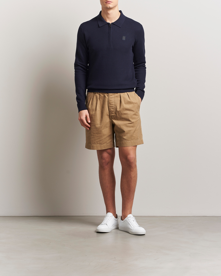 Herr | Tröjor | Belstaff | Drift Knitted Zip Polo Navy