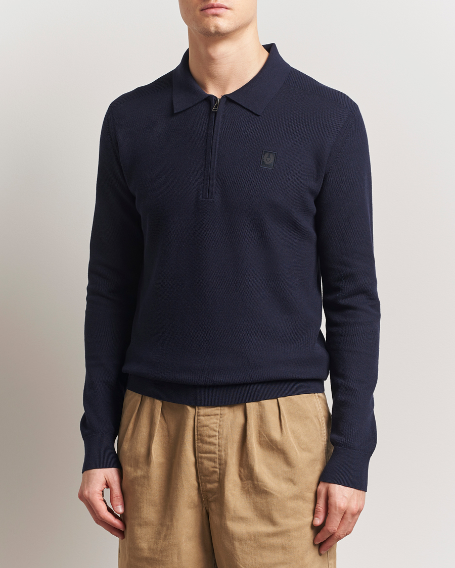 Herr | Tröjor | Belstaff | Drift Knitted Zip Polo Navy