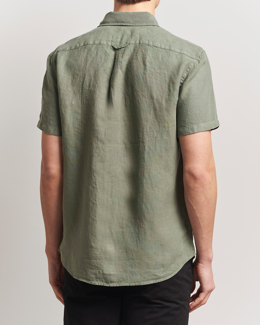 Herr | Skjortor | Belstaff | Scale Short Sleeve Linen Shirt Surplus Green