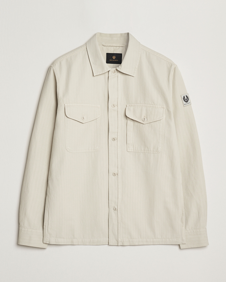 Herr | Skjortor | Belstaff | CS60 Cotton Herringbone Overshirt Stone Beige