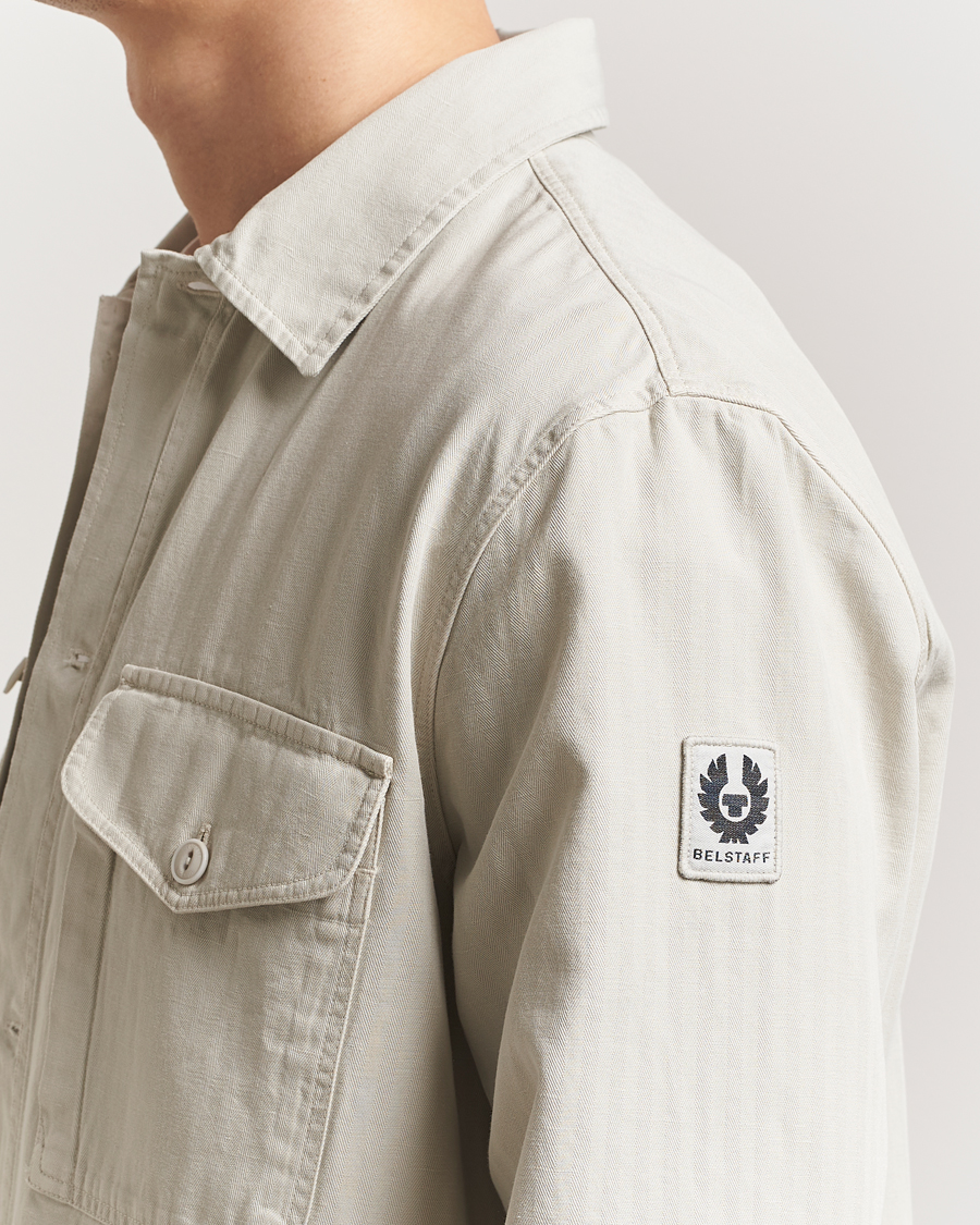Herr | Skjortor | Belstaff | CS60 Cotton Herringbone Overshirt Stone Beige