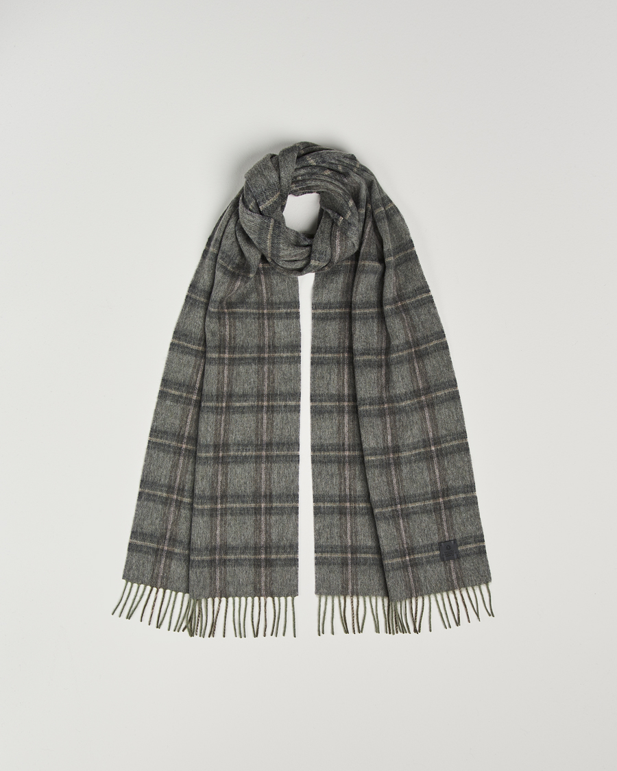 Herr | Amanda Christensen Wool Checked Scarf Olive Melange | Amanda Christensen | Wool Checked Scarf Olive Melange