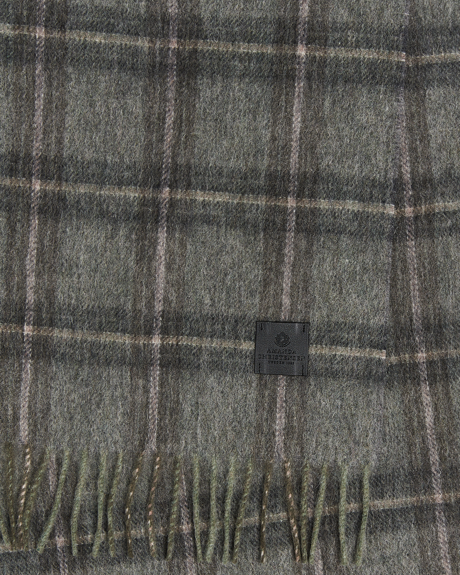 Herr | Amanda Christensen Wool Checked Scarf Olive Melange | Amanda Christensen | Wool Checked Scarf Olive Melange