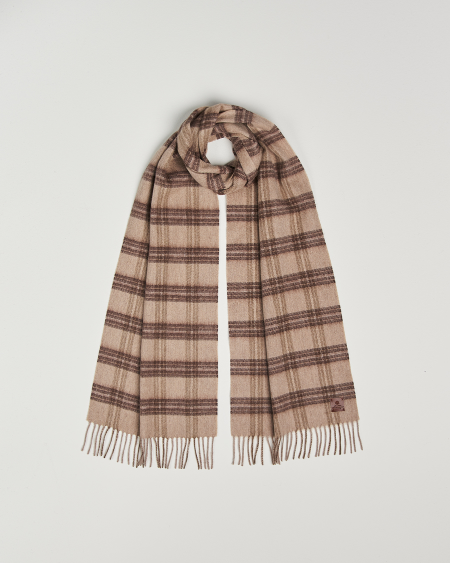 Herr | Amanda Christensen Wool Checked Scarf Beige Melange | Amanda Christensen | Wool Checked Scarf Beige Melange