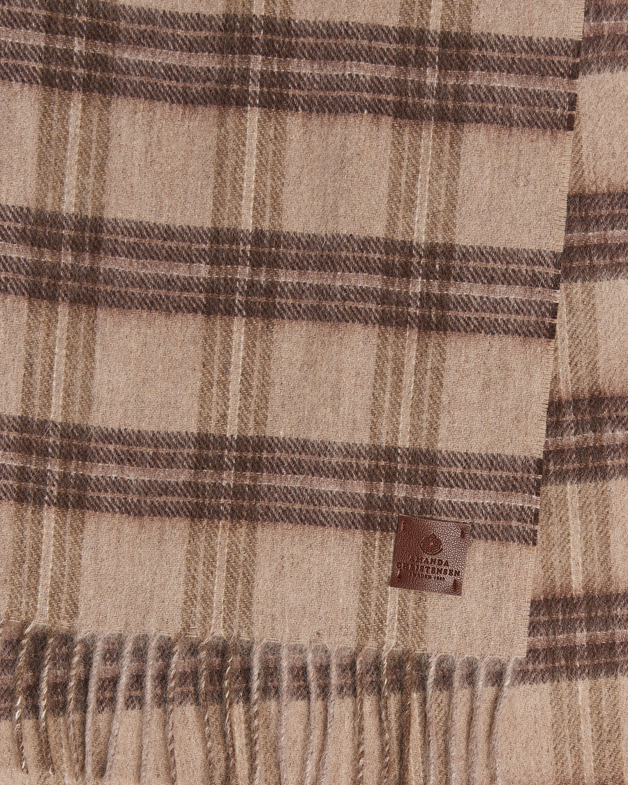 Herr | Amanda Christensen Wool Checked Scarf Beige Melange | Amanda Christensen | Wool Checked Scarf Beige Melange