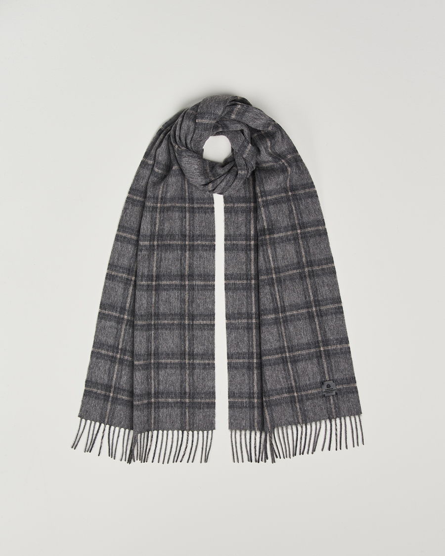 Herr | Amanda Christensen Wool Checked Scarf Grey Melange | Amanda Christensen | Wool Checked Scarf Grey Melange