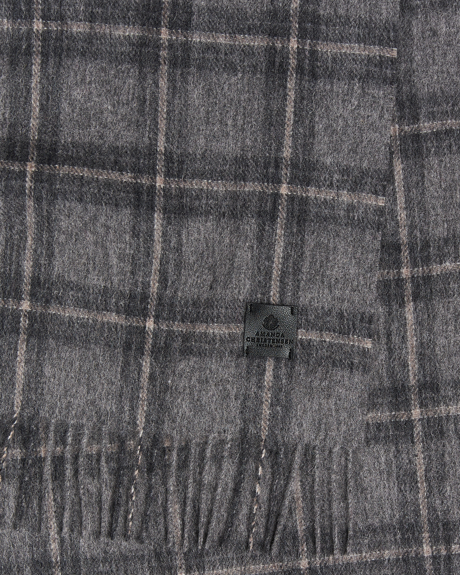 Herr | Amanda Christensen Wool Checked Scarf Grey Melange | Amanda Christensen | Wool Checked Scarf Grey Melange
