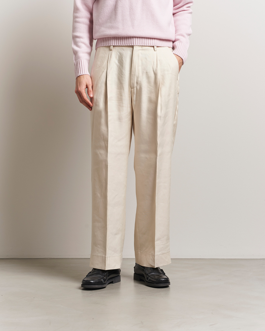 Herr | Byxor | NN07 | Kay Linen/Viscose Drawstring Trousers Ivory