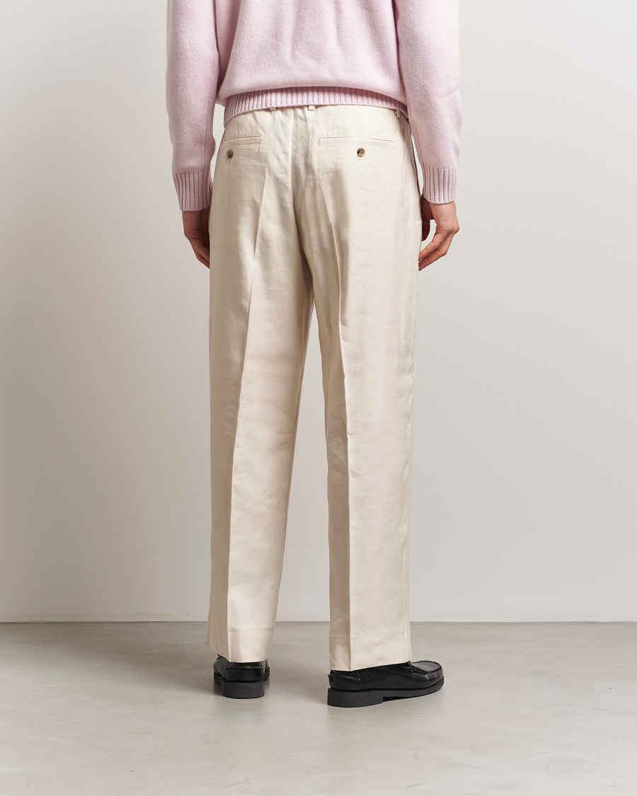 Herr | Byxor | NN07 | Kay Linen/Viscose Drawstring Trousers Ivory