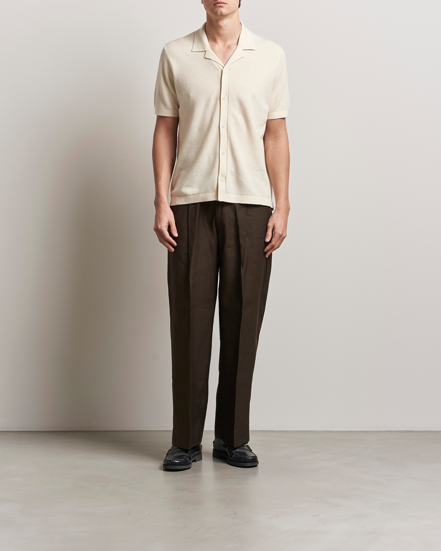 Herr | Byxor | NN07 | Kay Linen/Viscose Drawstring Trousers Demitasse Brown