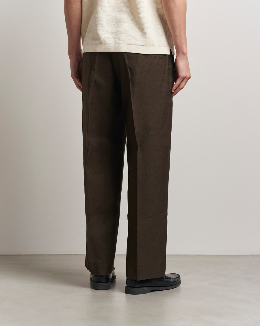 Herr | Byxor | NN07 | Kay Linen/Viscose Drawstring Trousers Demitasse Brown